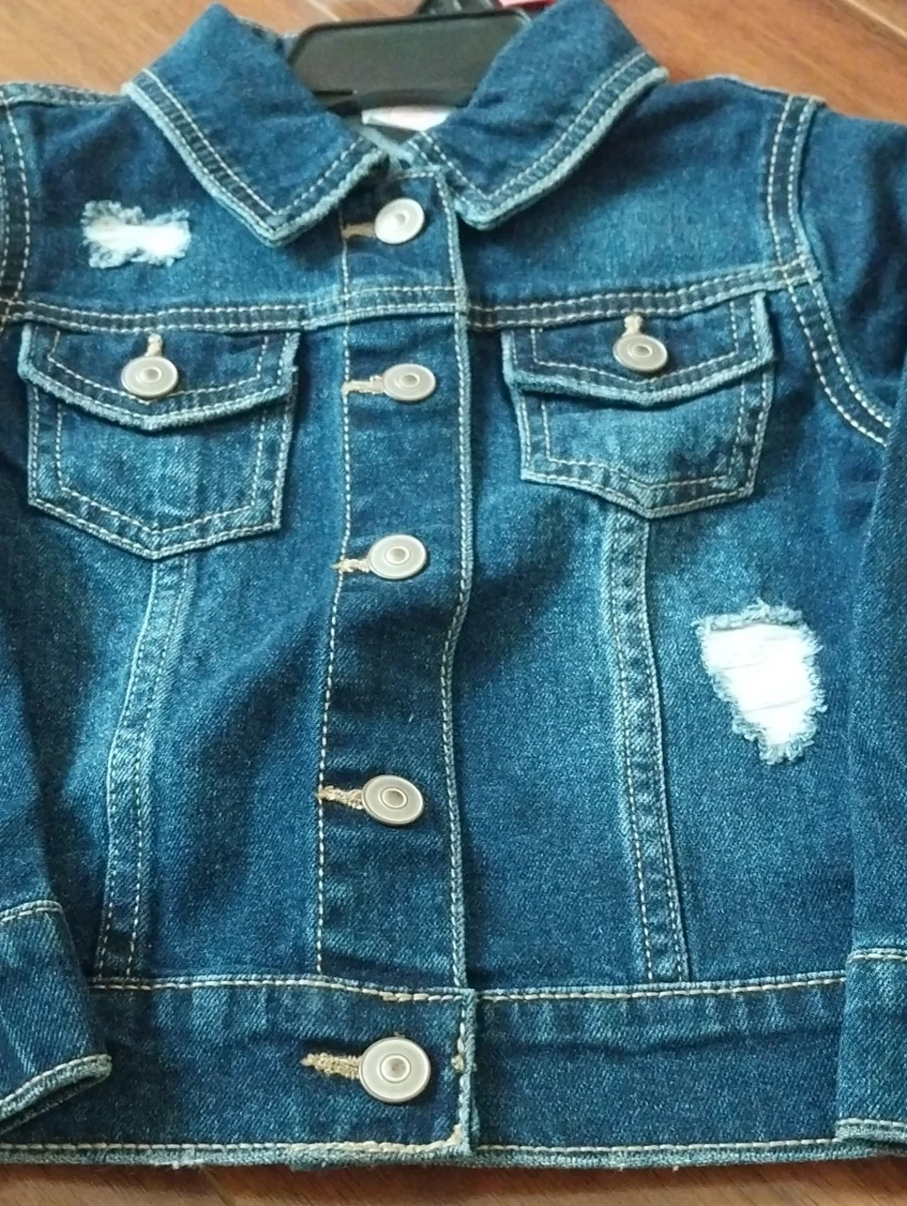 wonder nation Dark Blue Distressed Kids Jean Jacket